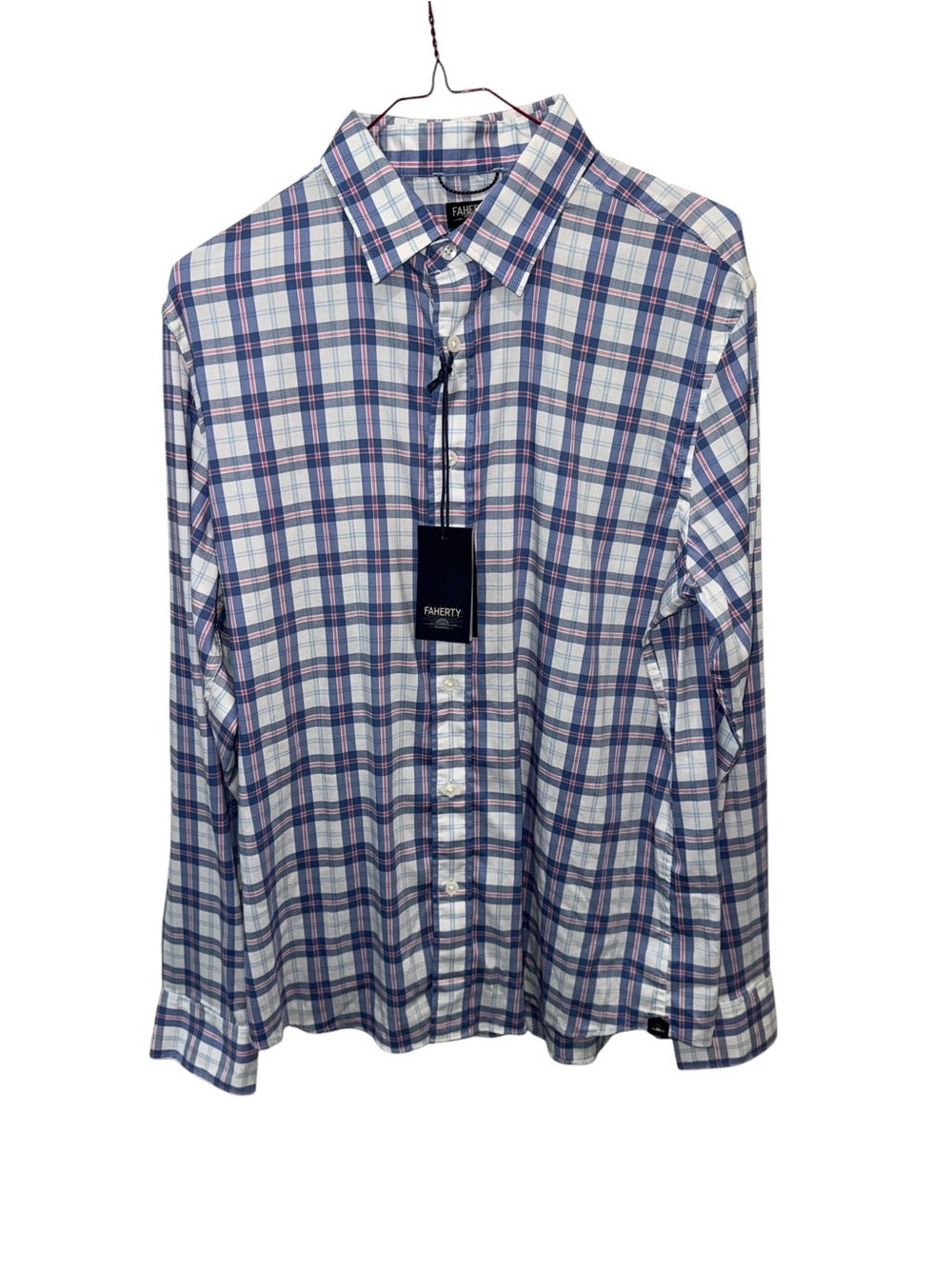 Faherty blue, pink  and White Plaid Button-Down Shirt - Men's